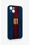 iPhone 14 Plus/15 Plus Compatible Burgundy and Blue Patterned Silicone Case. - 3