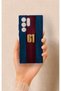 Samsung S22 Ultra Compatible Burgundy and Blue Patterned Silicone Case.