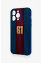 iPhone 14 Pro Max Compatible Burgundy and Blue Patterned Silicone Case. - 4
