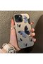 Black and Gray Butterfly-Printed Protective Case Compatible with iPhone 13 Mini, Offering Impact Protection.