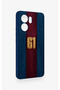 Oppo Reno 13F Compatible Burgundy and Blue Patterned Silicone Case. - 3