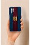 Samsung A12 Compatible Burgundy and Blue Patterned Silicone Case.