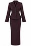 Dark Brown Olden Buttoned Jacket and Skirt Set - 2Y902138