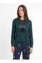 Women's Thermal Pajama Set, Green with a New Year's Design.