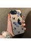 Black and Gray Butterfly-Printed Protective Case Compatible with iPhone 16E, Offering Impact Protection.
