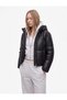 Long-Sleeved, Zippered, Pockets, Hooded, Faux Leather Crop Puffer Jacket. - 2