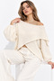 Women's Ecru Boat Neck Wrap-Style Knit Sweater. - 4