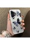 Black and Gray Butterfly-Printed Protective Case Compatible with iPhone 16, Offering Impact Protection.