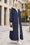Women's Navy Blue Bondit Jacket with Hood, Zipper, and Pockets. - 6