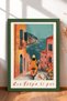 Woman with Yellow Scooter and Port View Framed Painting Italy Poster Wall Decor Itp097