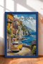 Vernazza Coastal Road, Yellow Minibus Framed Painting, Italy Poster, Living Room, Kitchen, Wall Decor, Itp098.