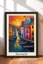 Sorrento Sunset, Canal and Boats Framed Painting, Italy Poster, Wall Decor, Itp119.