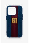 iPhone 15 Pro Compatible Burgundy and Blue Patterned Silicone Case. - 2