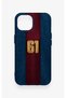 iPhone 15 Compatible Burgundy and Blue Patterned Silicone Case. - 2