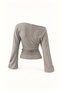 Boat Neck Mélange Beige Blouse - 4