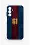 Samsung A25 Compatible Burgundy and Blue Patterned Silicone Case. - 2