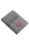 Leila bamboo bouquet flower embroidered hand towel, anthracite, 50x90, anthracite. - 5