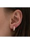 Silver Rose Row Stone Hoop Earrings - 5