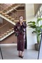 Straight-Collar Shiny Leather Jacket and Maxi Skirt Set