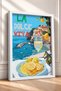 La Dolce Vita Lemon Spaghetti and Wine Framed Painting, Italy Poster, Wall Decor, Itp123. - 2
