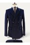 Navy Blue Ribbed Velvet Wrap Dress - 4