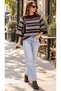 New Season Women's Crew Neck Striped Knit Sweater – Soft Texture, Comfortable Fit, 3/4 Sleeves, Stylish and Modern Design. - 5