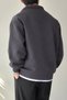 Half Zip Anthracite Oversize Polo Collar Sweatshirt - 2