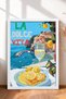 La Dolce Vita Lemon Spaghetti and Wine Framed Painting, Italy Poster, Wall Decor, Itp123.