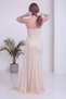 Women's Long Evening Dress with Lace Details and Sleeves, Available in Brown, White, Ecru, Navy Blue, and Mint Green. - 7