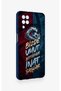 Samsung A12 Compatible Wavy Burgundy and Blue Patterned Silicone Case. - 3