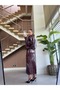 Straight-Collar Shiny Leather Jacket and Maxi Skirt Set - 4