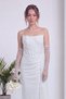 Women's Long Evening Dress with Lace Details and Sleeves, Available in Brown, White, Ecru, Navy Blue, and Mint Green. - 4