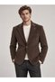 Thick Ribbed Brown Mono Collar Jacket - 4