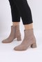 Women's Suede Zippered Ankle Boots with Thick Heels. - 3