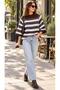 New Season Women's Crew Neck Striped Knit Sweater – Soft Texture, Comfortable Fit, 3/4 Sleeves, Stylish and Modern Design. - 5