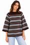 New Season Women's Crew Neck Striped Knit Sweater – Soft Texture, Comfortable Fit, 3/4 Sleeves, Stylish and Modern Design.