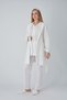 Women's Ecru Self-Patterned Robe and Maternity Pajama Set, 3-Piece Set, Nursing-Friendly, Lace-Trimmed Maternity Pajamas. - 3