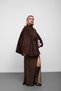 Brown-Belted Stand-Up Collar Faux Fur Oversized Poncho - 5