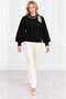 Women's Balloon Sleeve Soft Textured Angora Knit Blouse Sweater with Scarf and Chain Detail. - 5