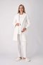 Maternity Pajama Set, 3-Piece Set, Lace Robe, Buttoned Nursing Robe, Jacquard Fabric. - 3