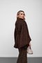 Brown-Belted Stand-Up Collar Faux Fur Oversized Poncho - 4