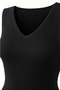 V-Neck Sleeveless Black Corded Fabric Sweater - 2