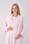 Maternity and Postpartum Nightgown Set, 2-Piece, with Lace Panels, Buttoned, Nursing-Friendly, Jacquard Fabric. - 2