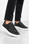 Helix Men's Genuine Leather Stitched Sole Casual Shoes - Black - 5