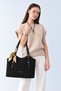 Alvera Women's Shoulder Bag, Tote Style, Suede-Look, with Scarf Detail, Black. - 8