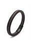 💎   Premium Galata – Brown Leather Men’S Bracelet with Steel Wire Weave – Titanium Clasp 31833B4D22 – 20 Cm. - 5