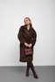 Brown Jacket with Collar and Belt Closure, Faux Fur Coat - 5