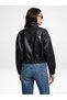 Faux Leather Bomber Jacket - 3