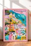 Riomaggiore Pastel-Colored Houses Framed Painting, Italy Poster, Living Room, Kitchen, Wall Decor, Itp159.