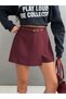 Crep Women's Belted Skort – Wrap-Style Mini Skort with Hidden Zipper, Burgundy. - 5